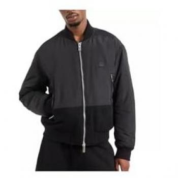 Armani Exchange Men's Black Bomber Jacket with Label Patch, Size M