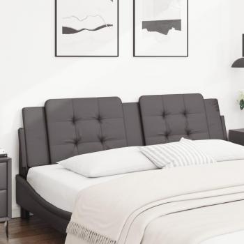 Cabecero de Cama Acolchado en Cuero Sintético Gris 180 cm
