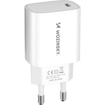 Cargador de pared USB-C Wozinsky 20W rápido, blanco