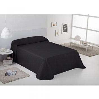 ESTELA - Colcha/Cubrecama RÚSTICO Lisos Color Negro - Cama de 90 cm. - Hilo Tintado - 50% Algodón/50% Poliéster