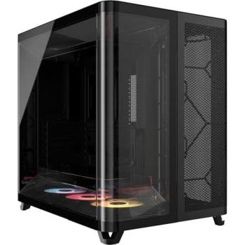 Caja de PC Corsair AIR 5400 RS-R ARGB Mid-Tower Negra con Vidrio Templado y Triple Cámara, 3 Ventiladores ARGB Reverse-Rotor Preinstalados