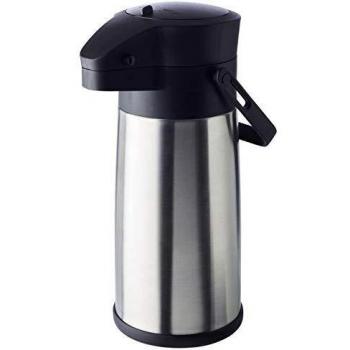 Jarra Isotérmica BUDGET 2,2 L de Acero Inoxidable y Plástico con Mecanismo de Bombeo para Bebidas Calientes y Frías, Capacidad para 17 Tazas
