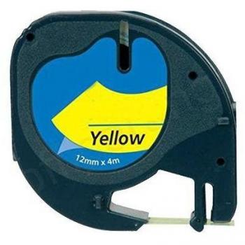 Cinta compatible Dymo LetraTag 91202 amarillo 12mm x 4m