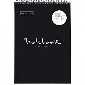 Miquelrius 46085 Cuaderno A4 Emotions Reporter espiral superior. Negro 80 hojas Cuadrícula