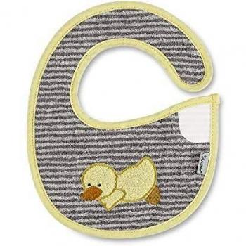 Sterntaler Babero de plástico del pato Edda, Tamaño: 20 x 26 cm, Amarillo/Gris