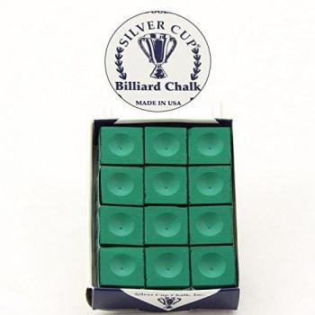 12 x SILVER CUP Snooker Pool Chalk - TOURNAMENT GREEN by Silver Cup