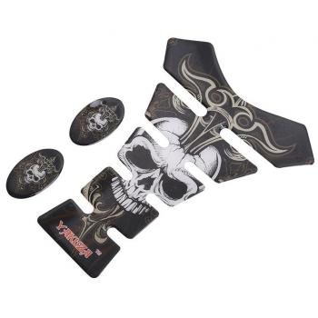 Almohadilla protectora de goma 3D del tanque de combustible calcomanías pegatinas de calavera de WANOOS
