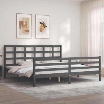 Estructura de cama con cabecero vidaXL madera maciza gris 200x200 cm