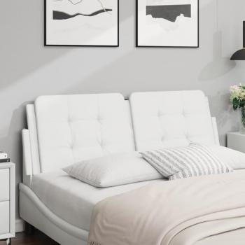Cabecero de cama acolchado en cuero sintético blanco de 140 cm
