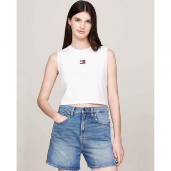 Top de mujer sin mangas fit boxy Tommy Jeans blanco