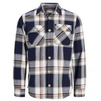 Jack & Jones Men's Comfort Fit Overshirt - Navy Buffalo Check, Size S