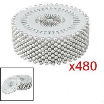 Gleader 480 x Alfiler Color Plateado 1.5 de Largo 3mm Cabeza de Perla Plastico