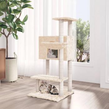 Árbol rascador para gatos con postes de sisal crema 108,5 cm