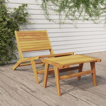 Silla de Jardín con Reposapiés de Madera Maciza de Teca Marrón