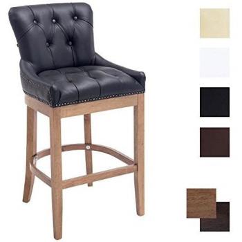 Taburete Bar Lakewood Cuero Auténtico y Madera Clara Negra