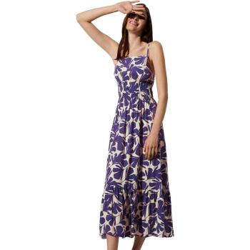 Vestido de playa largo de tirantes con estampado tropical