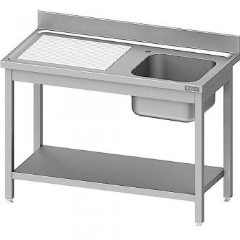 Romux® - Fregadero Industrial de Acero Inoxidable con 1 Seno Escurridor Izquierda y Estante, Dimensiones 1200x600x850 mm, Fabricado en Acero de 1 mm de Gros