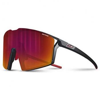 Julbo Gafas de Sol Fotocromáticas Edge, color negro mate con lentes espejadas Spectron 3 rojo, talla única unisex adulto