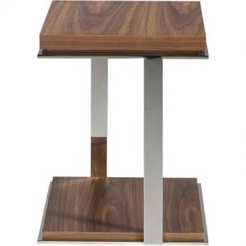 Mesa rincón cuadrada Angel Cerda 2038C, Nogal, Acero inoxidable, Chapa Nogal, 45 x 45 x 55 cm
