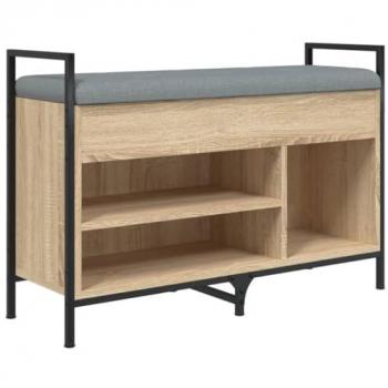 Banco zapatero de madera de ingeniería roble Sonoma 85,5x32x57,5cm Marrón