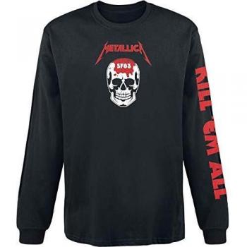 Metallica Kill 'Em All - Skull Hombre Camiseta Manga Larga Negro XXL, 100% algodón, Regular