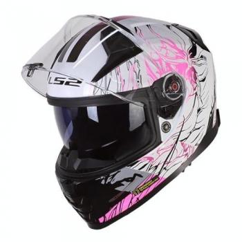 LS2 FF811 Vector II Darflo Casco Integral Moto Gloss White Pink