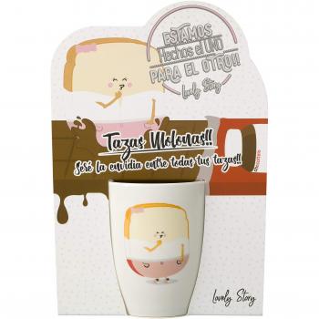 LOVELY STORY Taza Decorada, Cerámica, Blanco, 14_cm