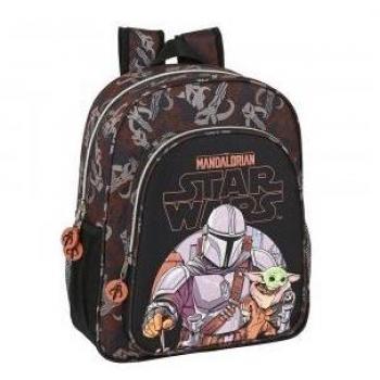 Mochila Escolar Junior The Mandalorian con Diseño de The Guild en Color Negro y Marrón (32 x 38 x 12 cm)