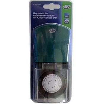 Contador Eléctrico Mecánico IP44 REV 0025710603 Negro y Verde con Temporizador Diario