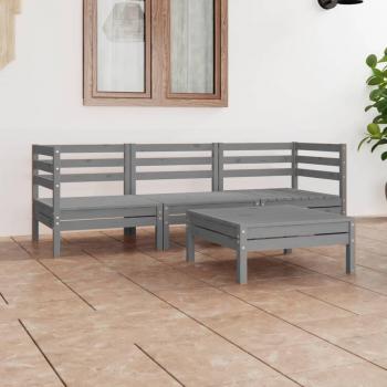 4-Piece Grey Solid Pine Garden Lounge Set