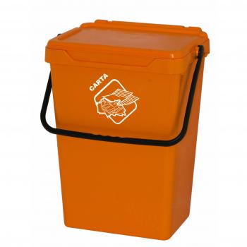 Cubeta Plástica Amarilla de 35 Litros con Tapa para Reciclaje