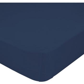 Happyfriday- Sábana Bajera Azul Marino de Algodón 150 TC, Fabricada en España