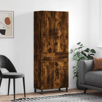 Aparador alto vidaXL de madera contrachapada en roble ahumado, dimensiones 69,5x34x180 cm