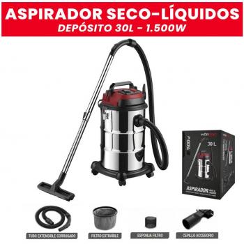Aspirador industrial seco-líquidos inox 1.500W 30lt