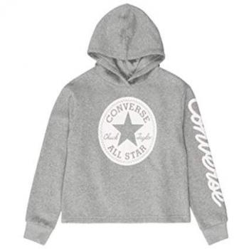 Sudadera con capucha Chuck Patch Cropped Hoodie CONVERSE gris, tipo de producto: sudadera, características: diseño cropped, capucha ajustable, logo Chuck Taylor en el pecho, color gris, fabricada en material suave y cómodo, ideal