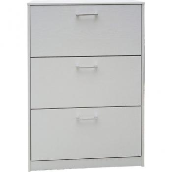 Zapatero con 3 puertas TWICE 63x24xh120 cm en madera MDF Doble Fondo Blanco