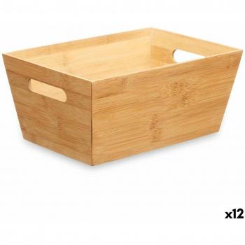 Cesta Multiusos Natural de Bambú 15 x 29 x 8,5 cm con asas (12 Unidades)