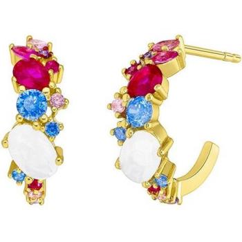Pendientes Marea Mujer D02501/AQ - Plata de 1 Ley 925 Mil - Medida 15mm - Joyería Mujer; Pendientes de aro Fiore de plata dorada y circonitas