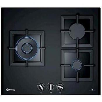 Balay 3ETG663HN Integrated Gas Hob, 60 cm, Black Tempered Glass, 3 Burners