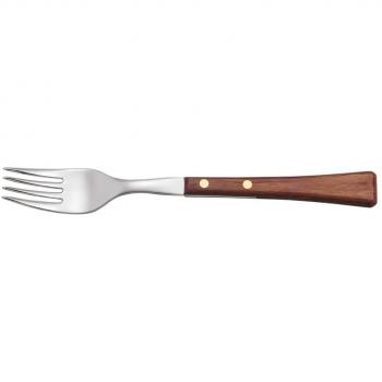 Arcos Serie Manchega, Tenedor de Mesa, Acero Inoxidable 18y10 y 100 mm, Mango de Madera Comprimida color Marrón