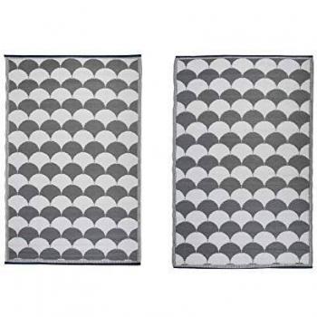 ESSCHERT DESIGN Alfombra Exterior Círculos 180x121 cm Blanco Gris Alfombrilla