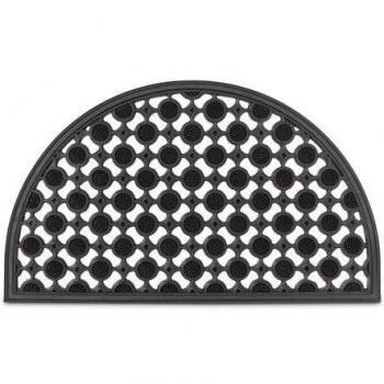Felpudo Semicircular Antideslizante para Entrada, 75x45 cm, Goma Negra - Relaxdays