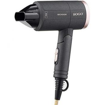 Secador de Pelo Compacto y Plegable SOGO SS-3620, 1200W con Concentrador de Aire, 2 Intensidades, Diseño Ergonómico, Tacto Suave - Gris