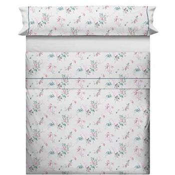 Juego de Sábanas 100% Algodón OEKO-TEX, Fabricado en España, 4 Piezas con Bajera para Colchón de 30cm (Cama 150x190/200cm) Estamp