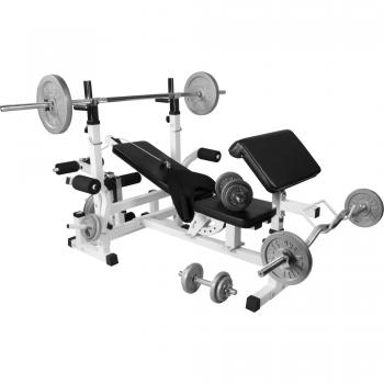 Banco de Pesas Universal Multifuncional con Set de Pesas de Hierro Fundido de 108 kg