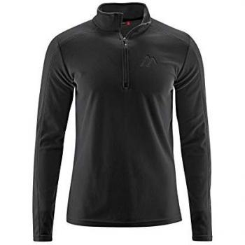 Maier Sports Dennis Half-Zip Fleece Pullover for Men - Functional Midlayer, Regular Fit, Black