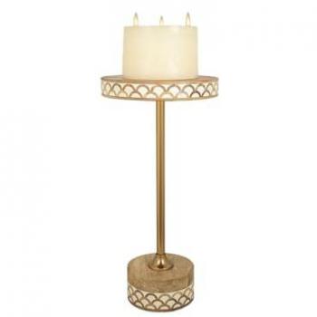 Mesa auxiliar Romimex Marrón Dorado Madera Metal 25 x 50 x 25 cm