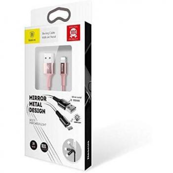 Cable Lightning Baseus Shining Jet Metal 100cm Rosa Dorado 2A