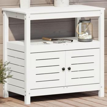 Tablero con estantes de madera de pino macizo blanco 82,5x45x81 cm