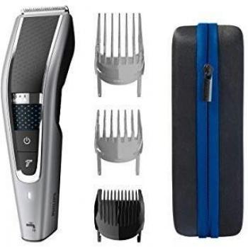 Philips Serie 5000 HC5650/15 - Cortapelos con cuchillas acero inoxidable, 28 ajustes de longitud, 90 min de uso sin cable, incluye 3 peines-guía y funda de viaje